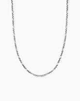 Open Station Box Chain Necklace in Sterling Silver, 3mm