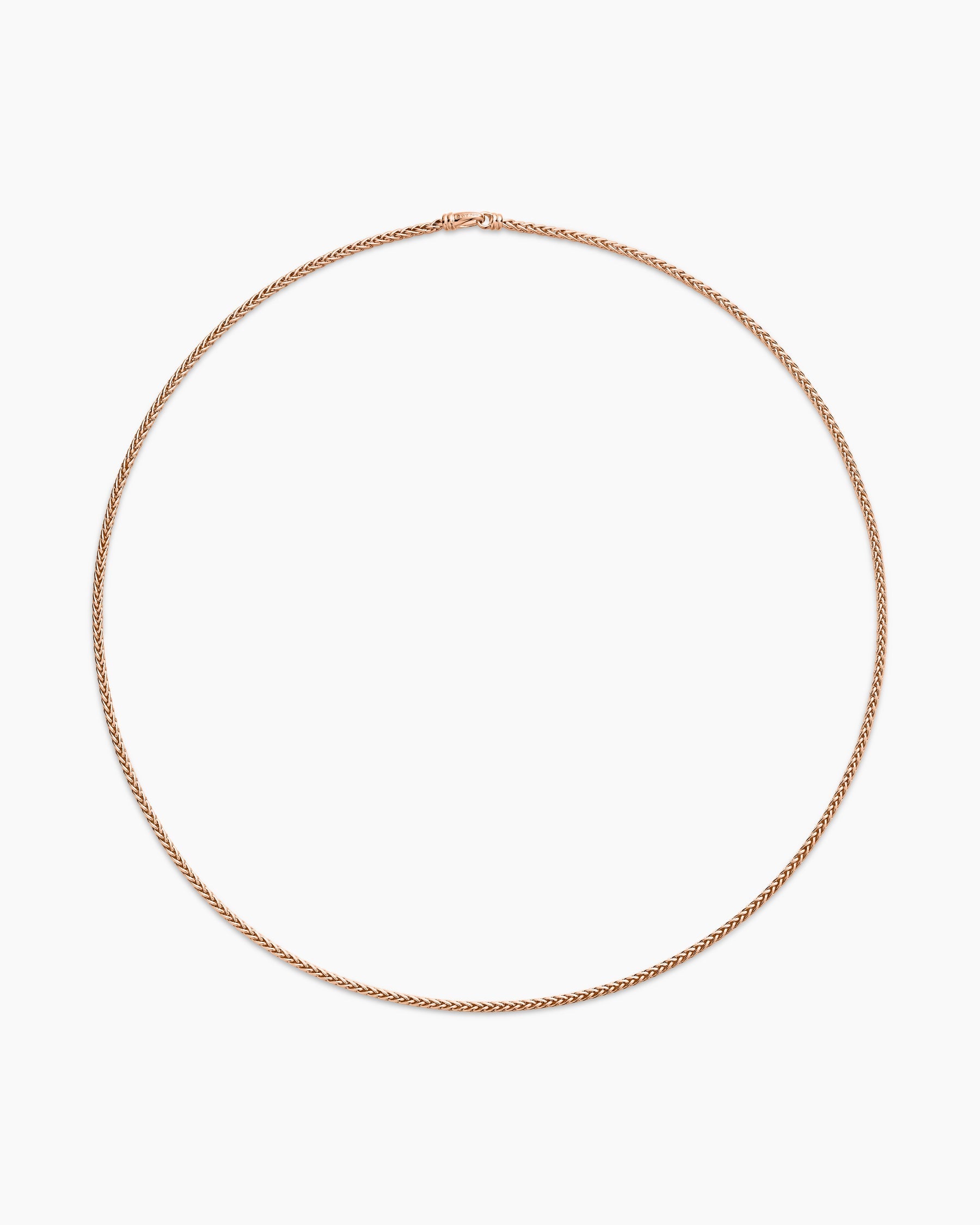 Wheat Chain Necklace in 18K Rose Gold, 2.5mm