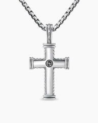 Chevron Cross Pendant in Sterling Silver with 18K Yellow Gold, 33mm