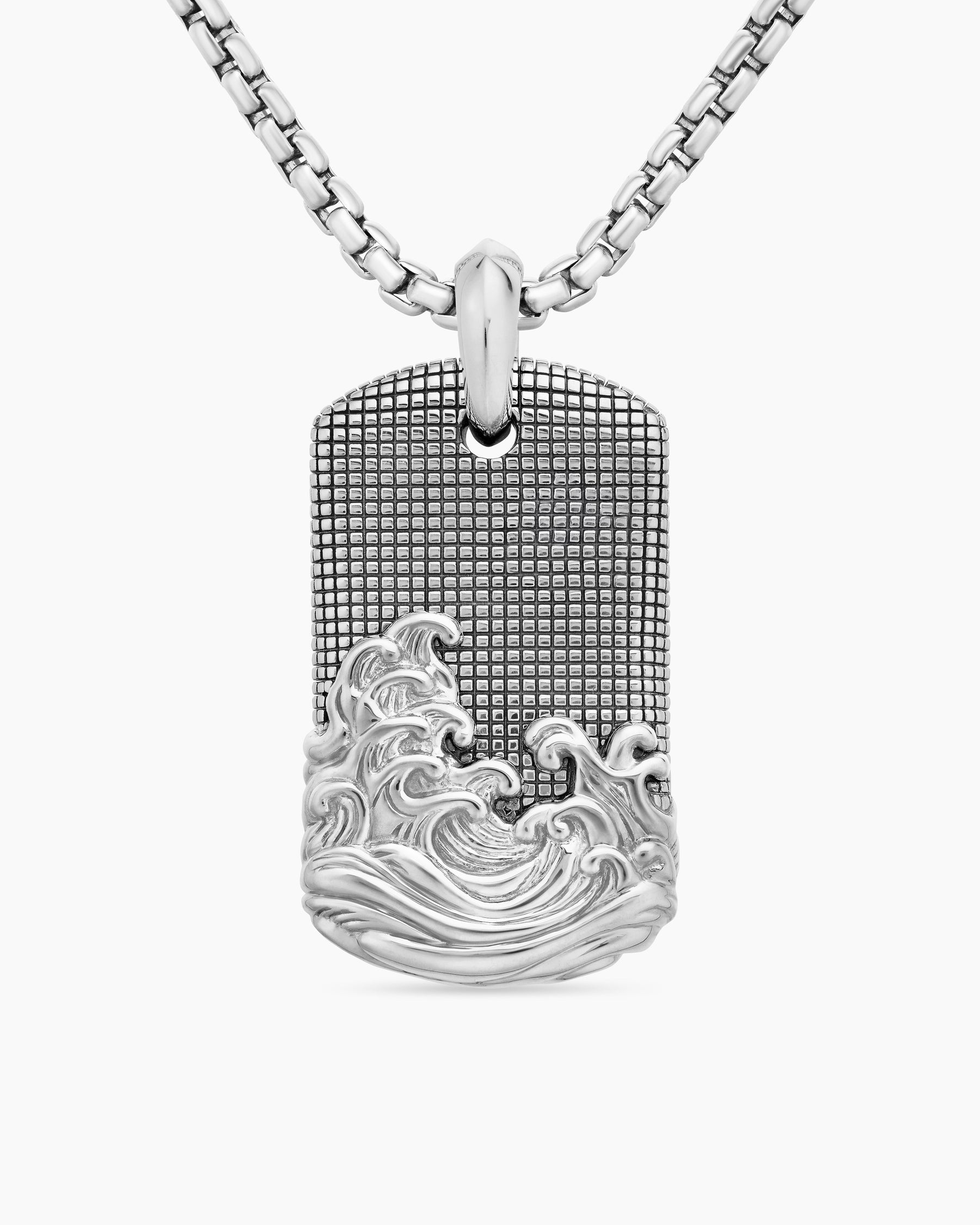 Waves Tag in Sterling Silver, 35mm