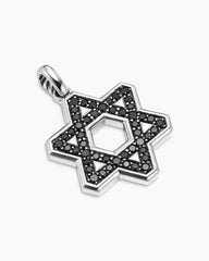 Star of David Pendant in Sterling Silver with Black Diamonds, 25mm