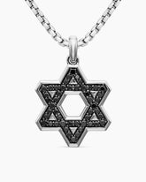 Star of David Pendant in Sterling Silver with Black Diamonds, 25mm