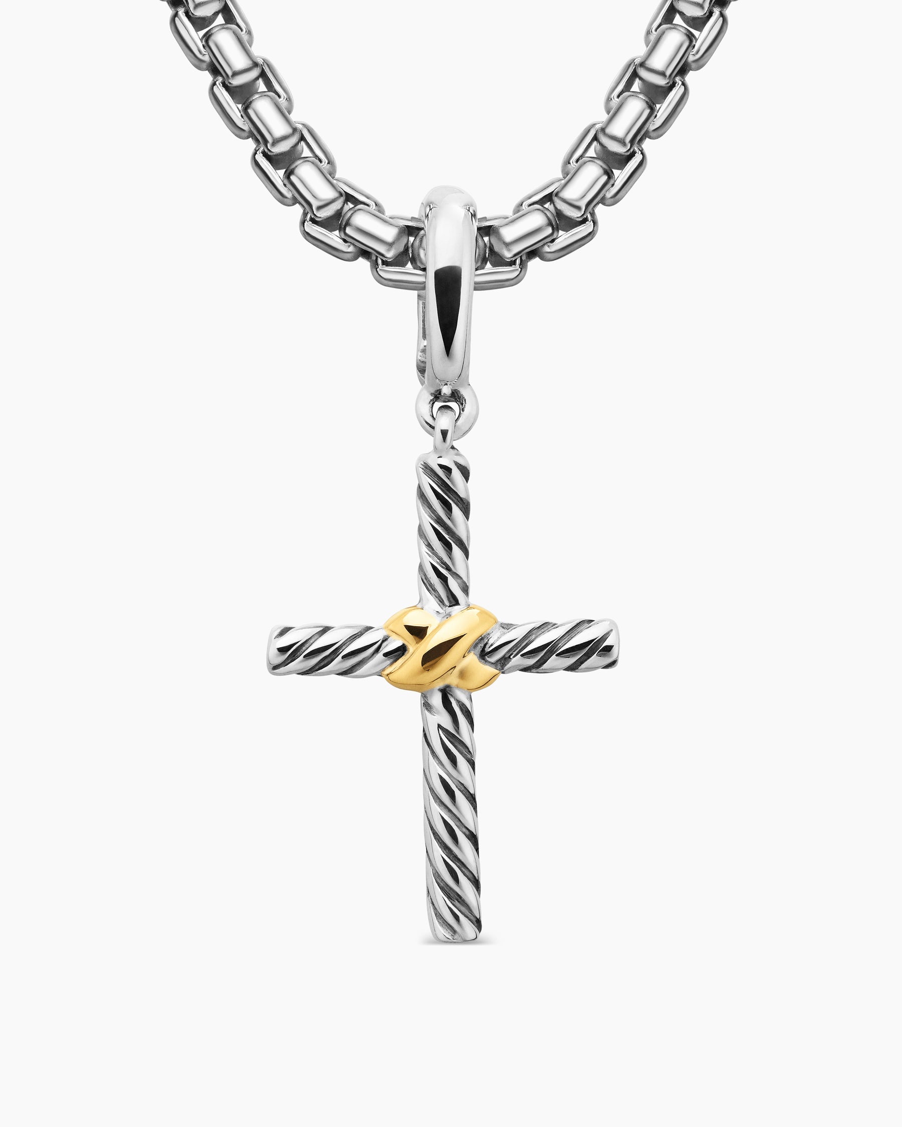 Petite X Cross Pendant in Sterling Silver with 18K Yellow Gold, 19.5mm