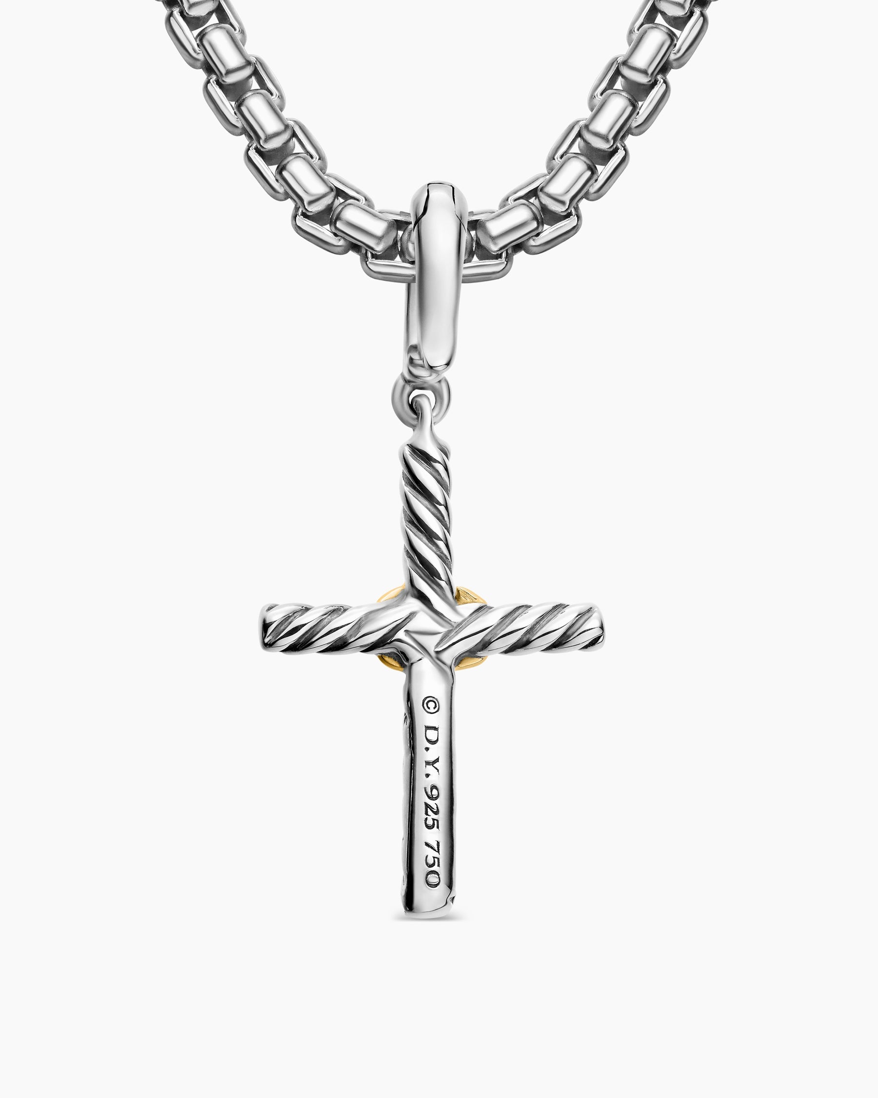 Petite X Cross Pendant in Sterling Silver with 18K Yellow Gold, 19.5mm