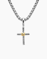 Petite X Cross Pendant in Sterling Silver with 18K Yellow Gold, 19.5mm