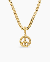 Peace Sign Amulet in 18K Yellow Gold with Diamonds, 11mm