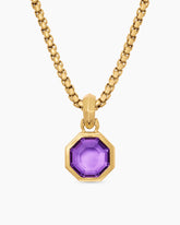 Octagon Cut Amulet in 18K Yellow Gold with Amethyst, 13mm
