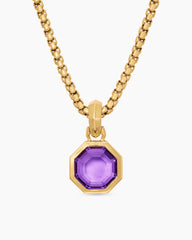 Octagon Cut Amulet in 18K Yellow Gold with Amethyst, 13mm