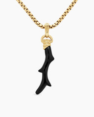 Coral Amulet with Black Onyx and 18K Yellow Gold, 31mm