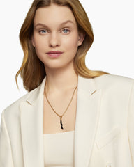 Coral Amulet with Black Onyx and 18K Yellow Gold, 31mm