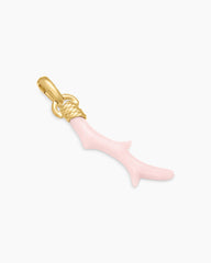 Coral Amulet with Pink Opal and 18K Yellow Gold, 31mm