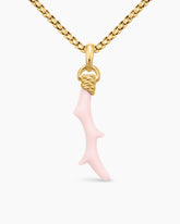 Coral Amulet with Pink Opal and 18K Yellow Gold, 31mm