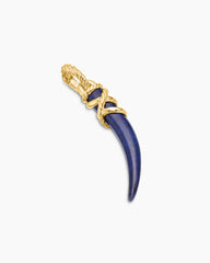 Tusk Amulet with Lapis and 18K Yellow Gold, 31mm