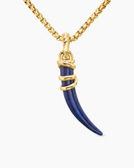 Tusk Amulet with Lapis and 18K Yellow Gold, 31mm