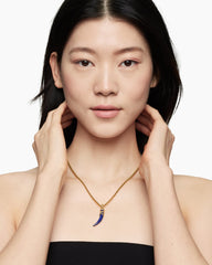 Tusk Amulet with Lapis and 18K Yellow Gold, 31mm