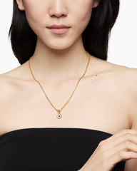 Evil Eye Amulet in 18K Yellow Gold with Pavé Blue Sapphires and Diamonds, 11mm