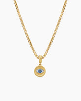 Evil Eye Amulet in 18K Yellow Gold with Pavé Blue Sapphires and Diamonds, 11mm