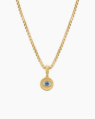Evil Eye Amulet in 18K Yellow Gold with Pavé Blue Sapphires and Diamonds, 11mm