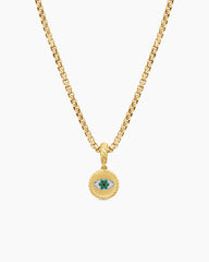 Evil Eye Amulet in 18K Yellow Gold with Pavé Emeralds and Diamonds, 11mm