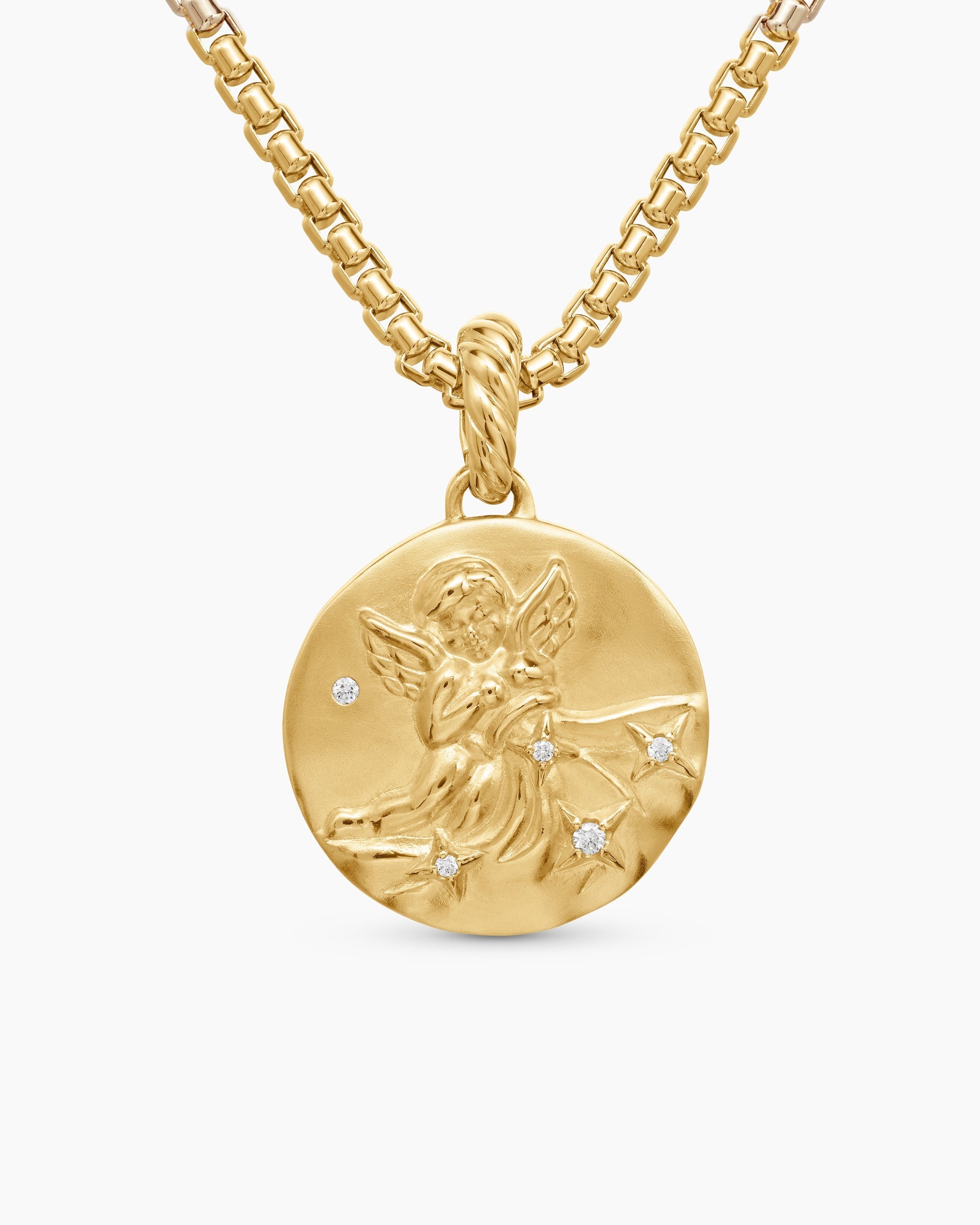 Aquarius Amulet in 18K Yellow Gold with Diamonds, 19mm