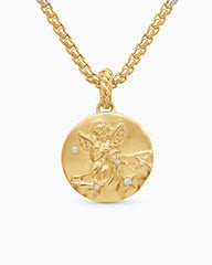 Aquarius Amulet in 18K Yellow Gold with Diamonds, 19mm