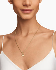 Compass Heart Amulet in 18K Yellow Gold with Center Diamond, 11.3mm