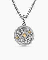 Pisces Amulet in Sterling Silver with 18K Yellow Gold and Diamonds, 19mm
