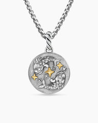 Pisces Amulet in Sterling Silver with 18K Yellow Gold and Diamonds, 19mm