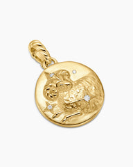 Aries Amulet in 18K Yellow Gold with Diamonds, 19mm