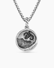 Aries Amulet in Sterling Silver with 18K Yellow Gold and Diamonds, 19mm