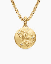 Taurus Amulet in 18K Yellow Gold with Diamonds, 19mm