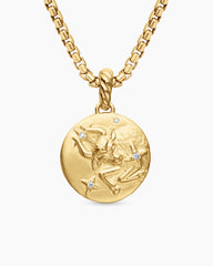 Taurus Amulet in 18K Yellow Gold with Diamonds, 19mm