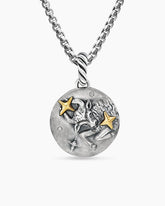 Taurus Amulet in Sterling Silver with 18K Yellow Gold and Diamonds, 19mm