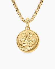 Gemini Amulet in 18K Yellow Gold with Diamonds, 19mm