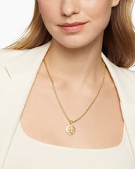 Gemini Amulet in 18K Yellow Gold with Diamonds, 19mm