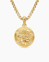 Gemini Amulet in 18K Yellow Gold with Diamonds, 19mm