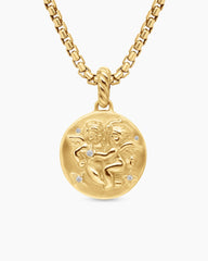 Gemini Amulet in 18K Yellow Gold with Diamonds, 19mm
