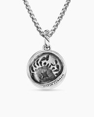 Cancer Amulet in Sterling Silver with 18K Yellow Gold and Diamonds, 19mm