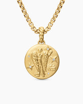 Virgo Amulet in 18K Yellow Gold with Diamonds, 19mm