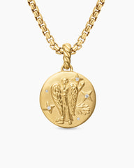Virgo Amulet in 18K Yellow Gold with Diamonds, 19mm