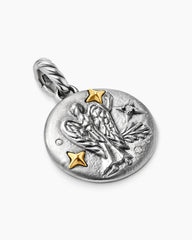 Virgo Amulet in Sterling Silver with 18K Yellow Gold and Diamonds, 19mm