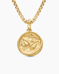 Libra Amulet in 18K Yellow Gold with Diamonds, 19mm