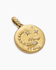 Scorpio Amulet in 18K Yellow Gold with Diamonds, 19mm
