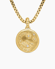 Scorpio Amulet in 18K Yellow Gold with Diamonds, 19mm