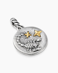 Scorpio Amulet in Sterling Silver with 18K Yellow Gold and Diamonds, 19mm