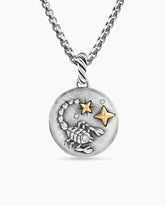 Scorpio Amulet in Sterling Silver with 18K Yellow Gold and Diamonds, 19mm