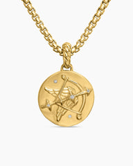 Sagittarius Amulet in 18K Yellow Gold with Diamonds, 19mm