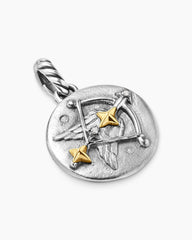 Sagittarius Amulet in Sterling Silver with 18K Yellow Gold and Diamonds, 19mm