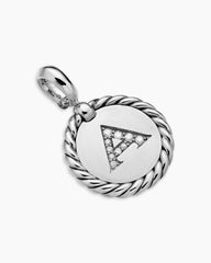 Initial Charm in Sterling Silver with Diamond A
