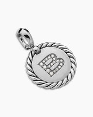 Initial Charm in Sterling Silver with Diamond B